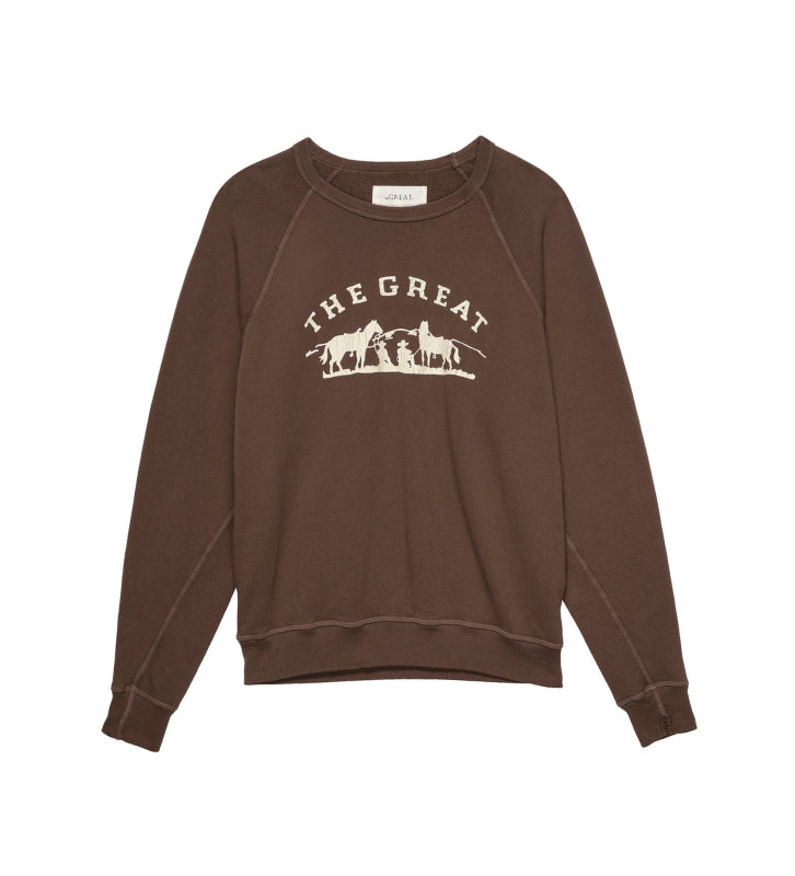 The Great - The College Sweatshirt w/ Gaucho Graphic in Hickory