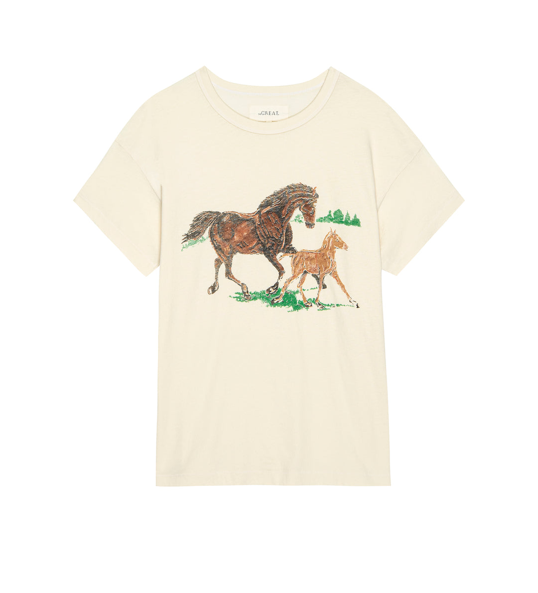 The Great - The Boxy Crew with Running Horses in Washed White