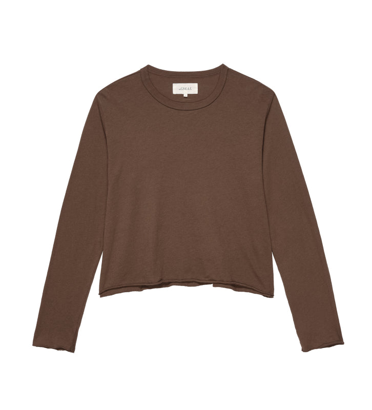 The Great - The Long Sleeve Crop Tee in Hickory