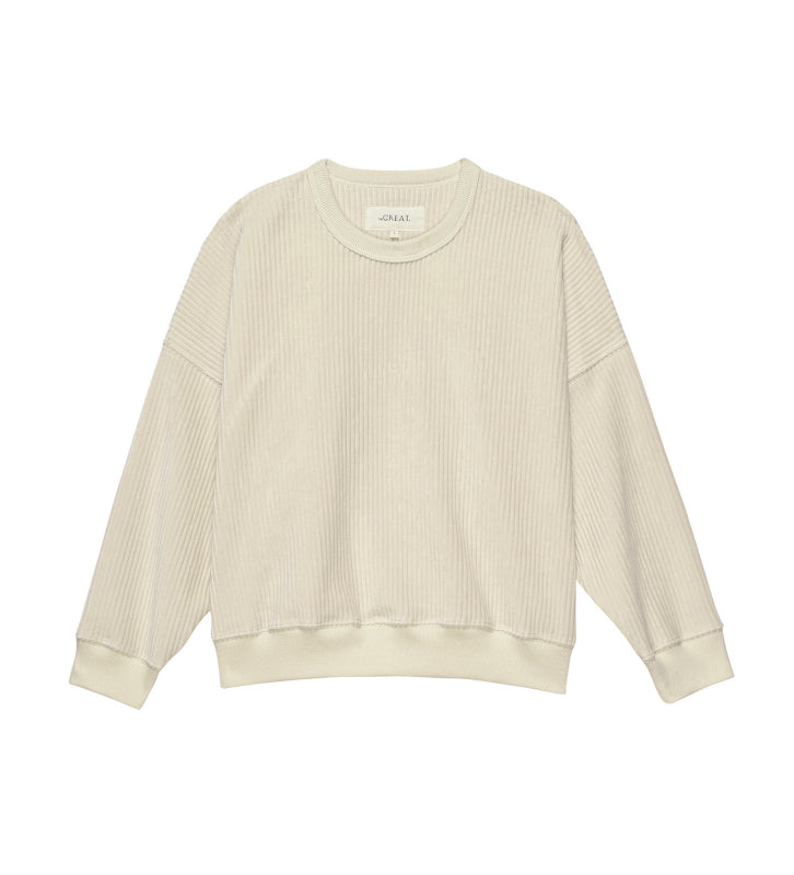 The Great - The Corduroy Teammate Sweatshirt in Washed White