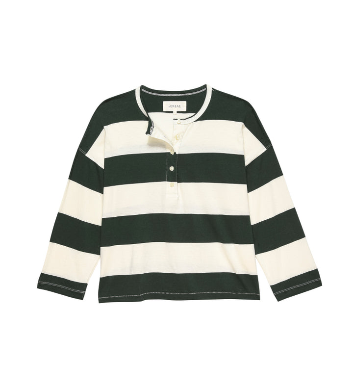 The Great - The Shrunken Henley in Dark Cypress Stripe