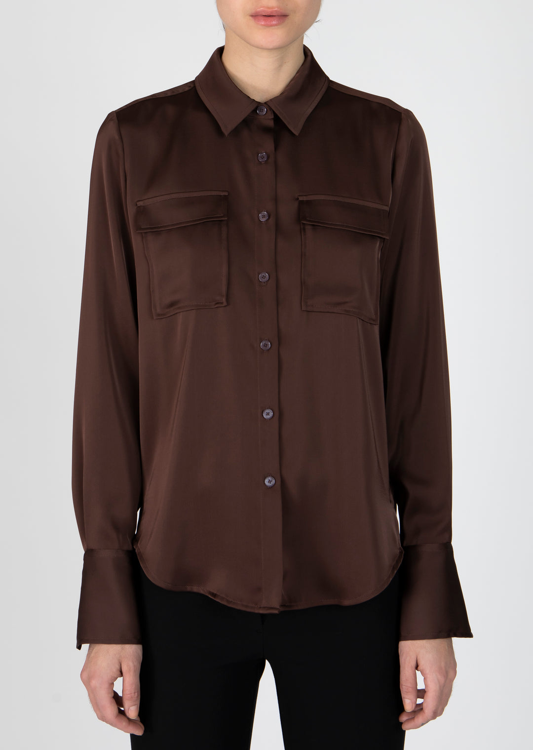 Derek Lam 10 Crosby - Lorena Button Down Blouse in Chocolate