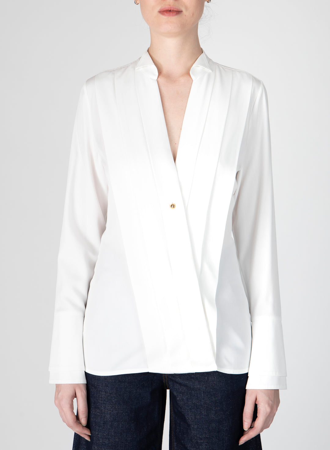 DEREK LAM 10 CROSBY - Tiffany Pleat Front Shirt in Blanc