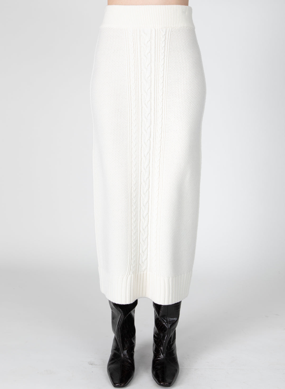 DEREK LAM 10 CROSBY - Valentin Cable Knit Skirt in Blanc