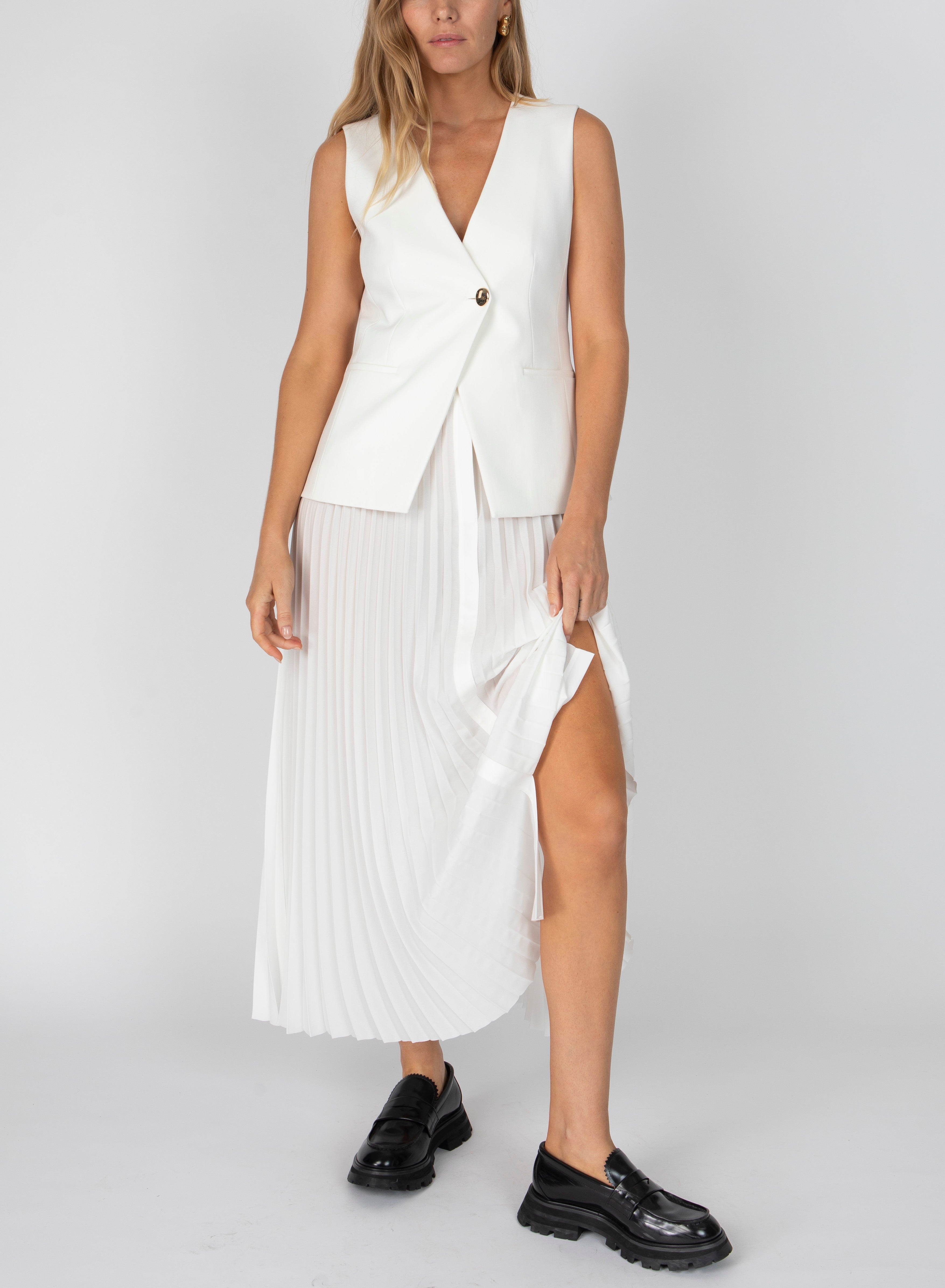 Derek Lam 10 Crosby - Lauren Mixed Media Dress in Soft White