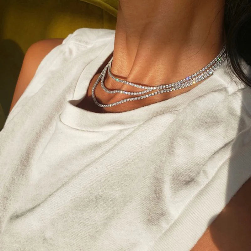 Nickho Rey - Tiered Tennis Necklace in Silver