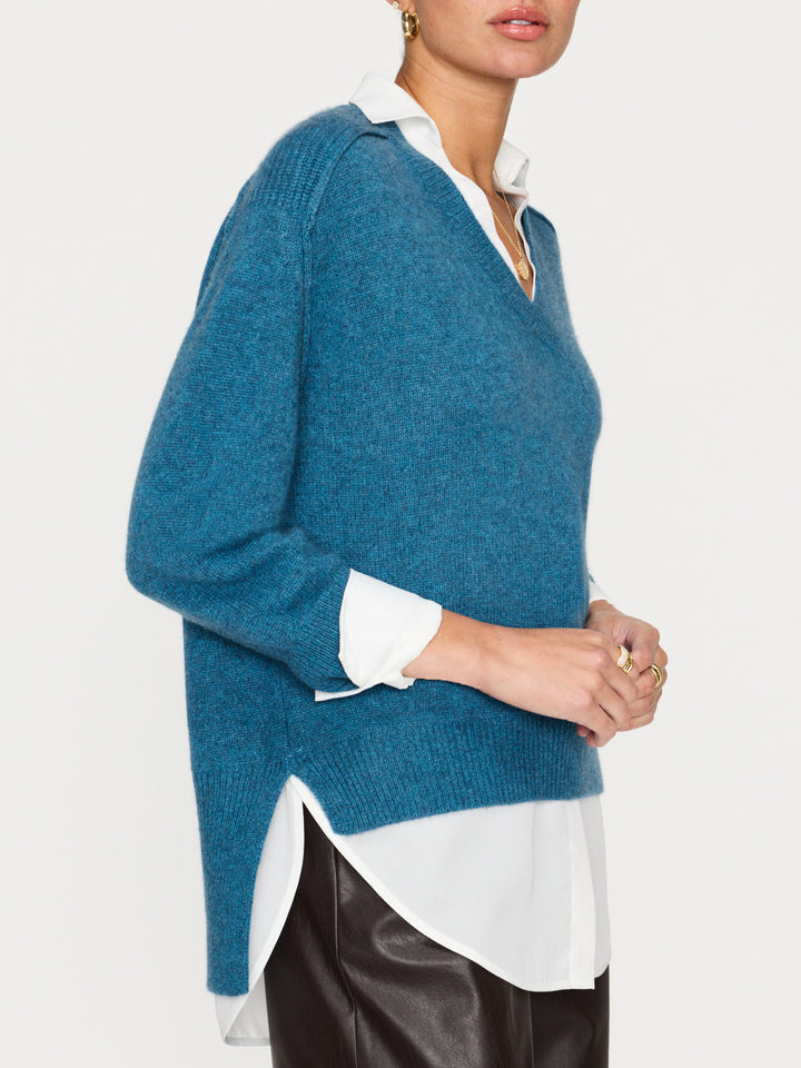 Brochu Walker - V-Neck Layered Pullover in Laguna Melange