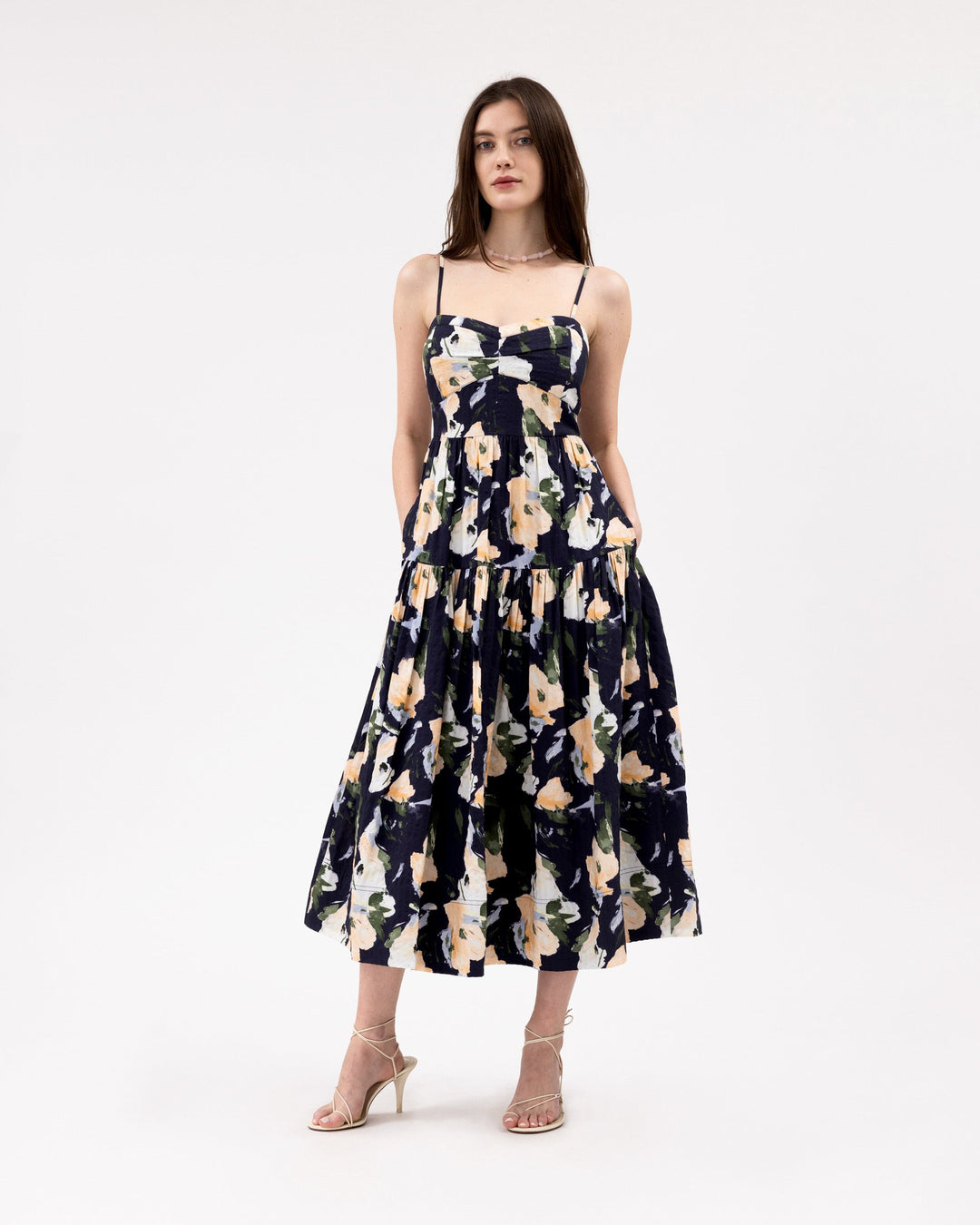 Tanya Taylor | Verona Dress | Midnight/powder Blue Multi Midi Dress - 6 Tanya Taylor | Verona Dress | Midnight/powder Blue Multi Midi Dress - 6