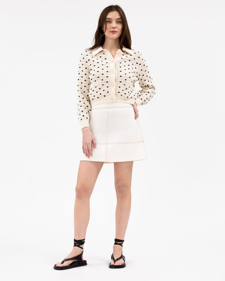 Tanya Taylor - Veronica Knit Cardigan in Cream and Black