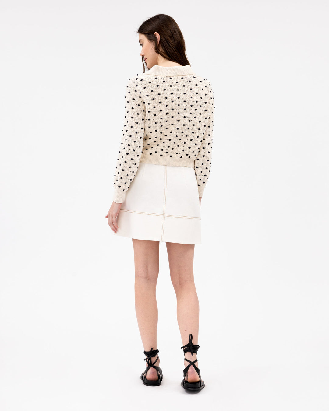 Tanya Taylor - Veronica Knit Cardigan in Cream and Black