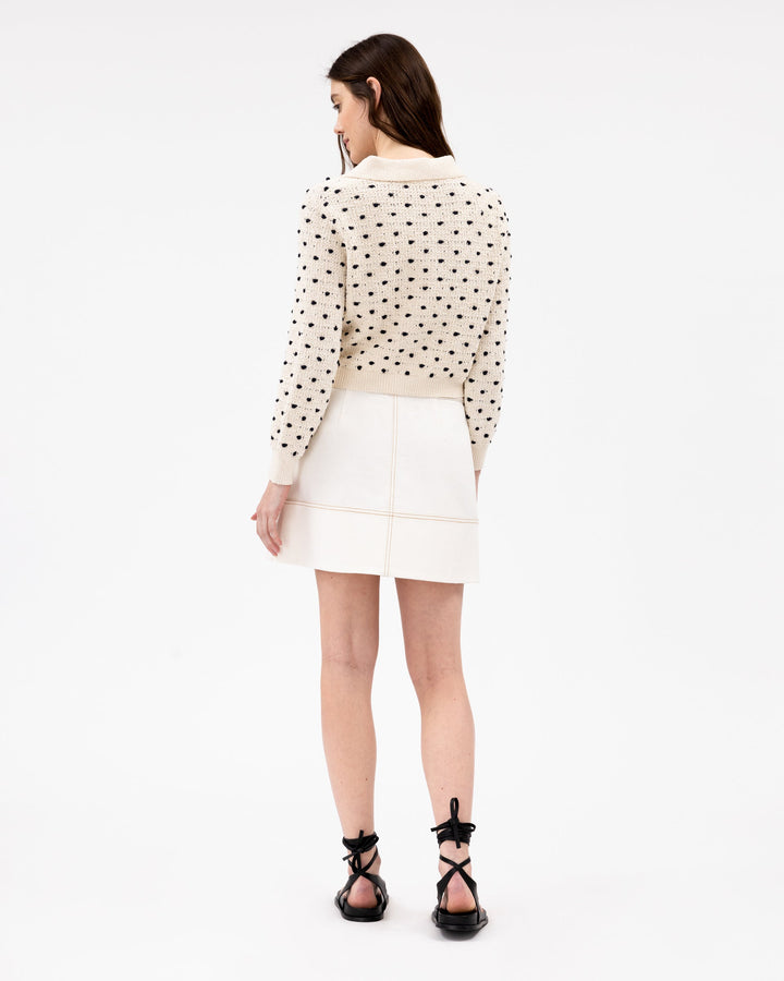 Tanya Taylor - Veronica Knit Cardigan in Cream and Black