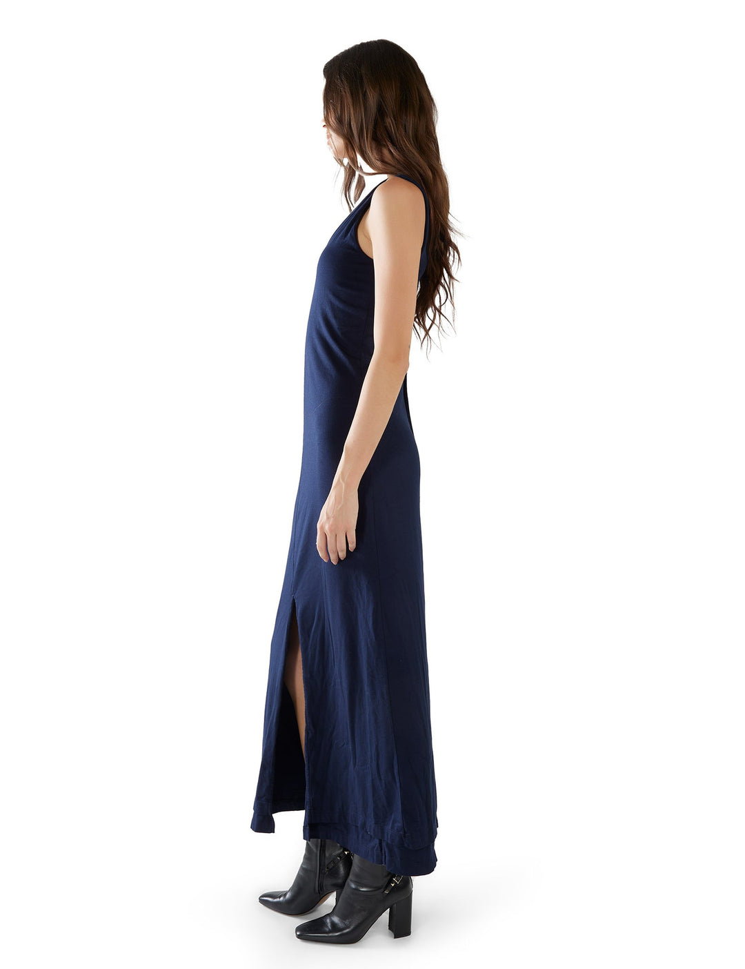 LES TIEN - Ali Double V-Neck Dress in Navy