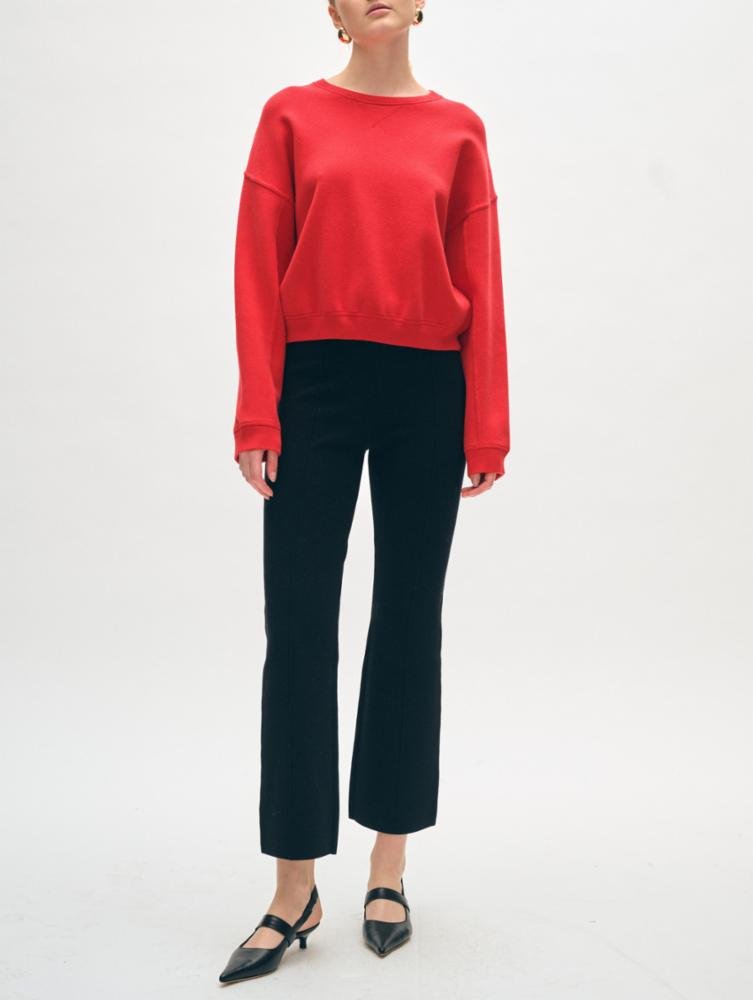 White + Warren - Superfine Organic Cotton Sweatshirt in Red Carnelian