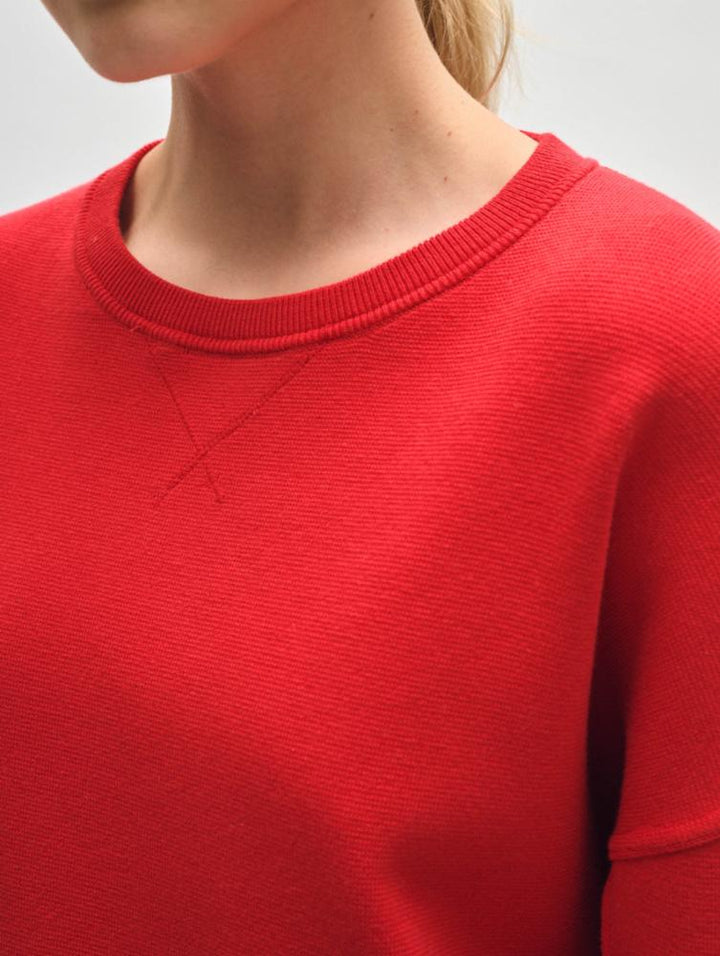 White + Warren - Superfine Organic Cotton Sweatshirt in Red Carnelian