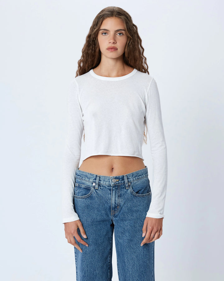 SLVRLAKE - Long Sleeve Baby Tee in Natural White