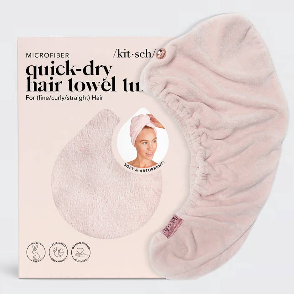 Kitsch - Quick Dry Hair Towel Turban in Blush