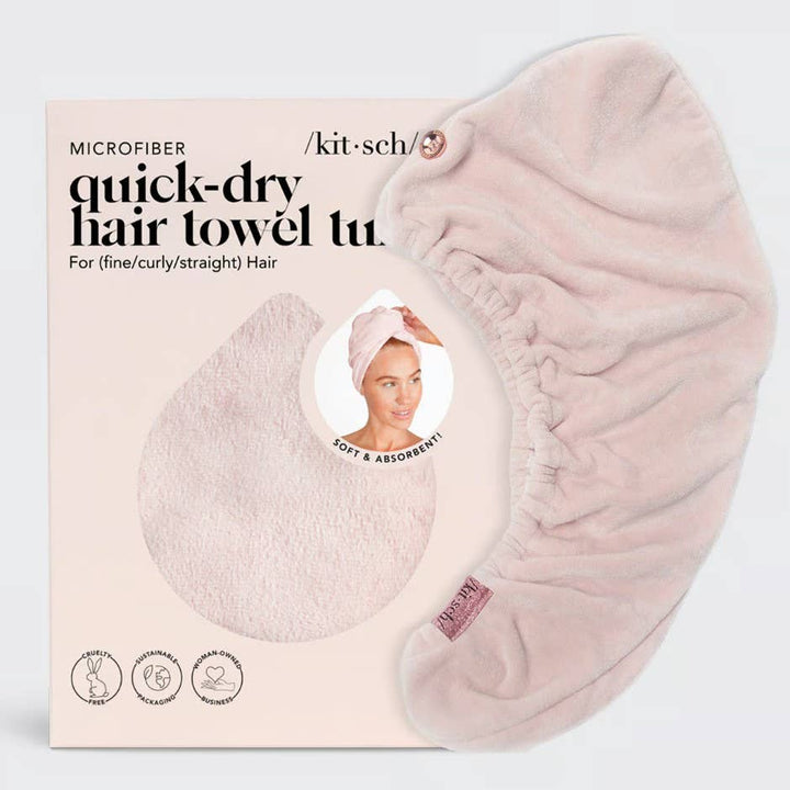 Kitsch - Quick Dry Hair Towel Turban in Blush