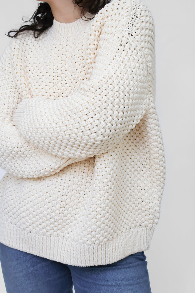 Anine Bing - Sydney Crochet Crew Sweater in Ivory