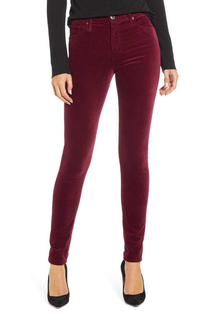 AG - The Farrah High Rise Skinny Velvet Denim in Plum/DCU Denim