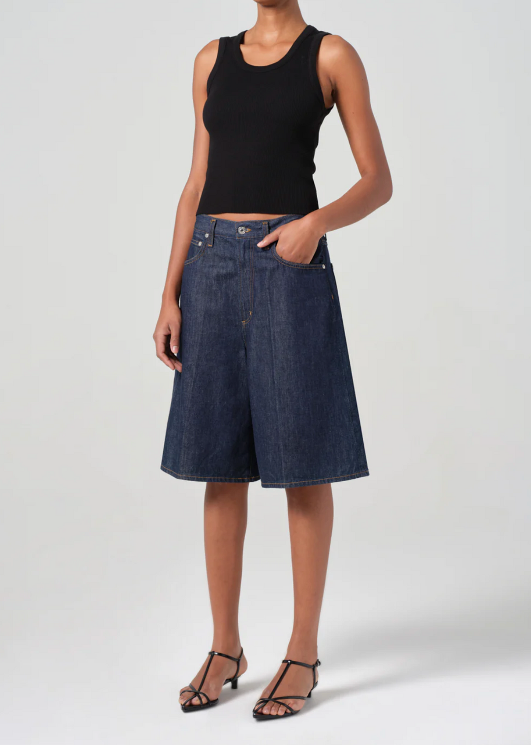 AGOLDE - Shrunken Poppy Tank in Black Tank Top