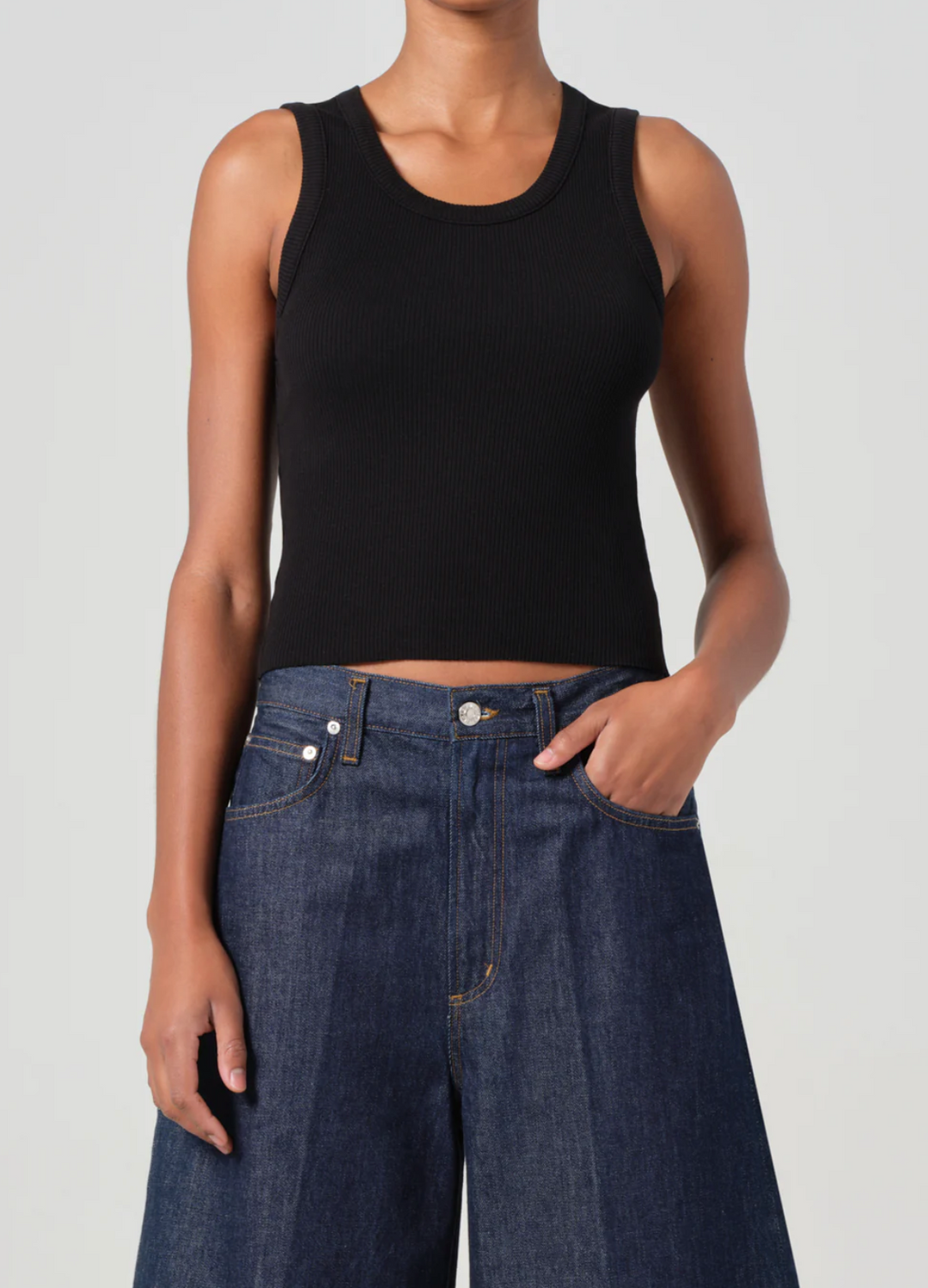 AGOLDE - Shrunken Poppy Tank in Black Tank Top