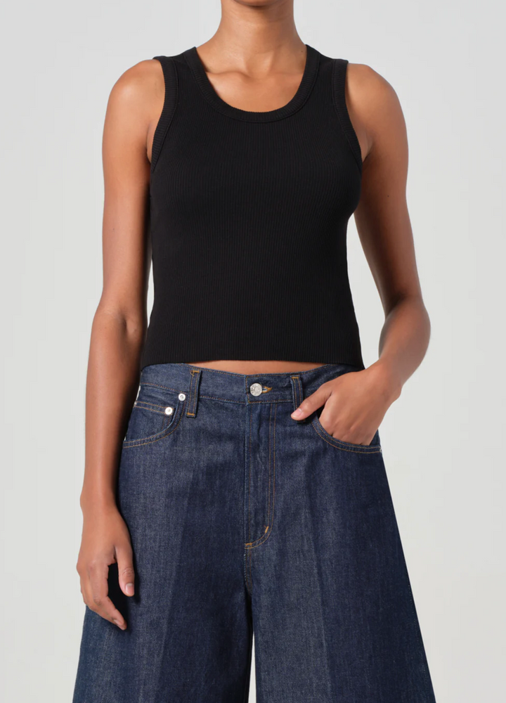 AGOLDE - Shrunken Poppy Tank in Black Tank Top