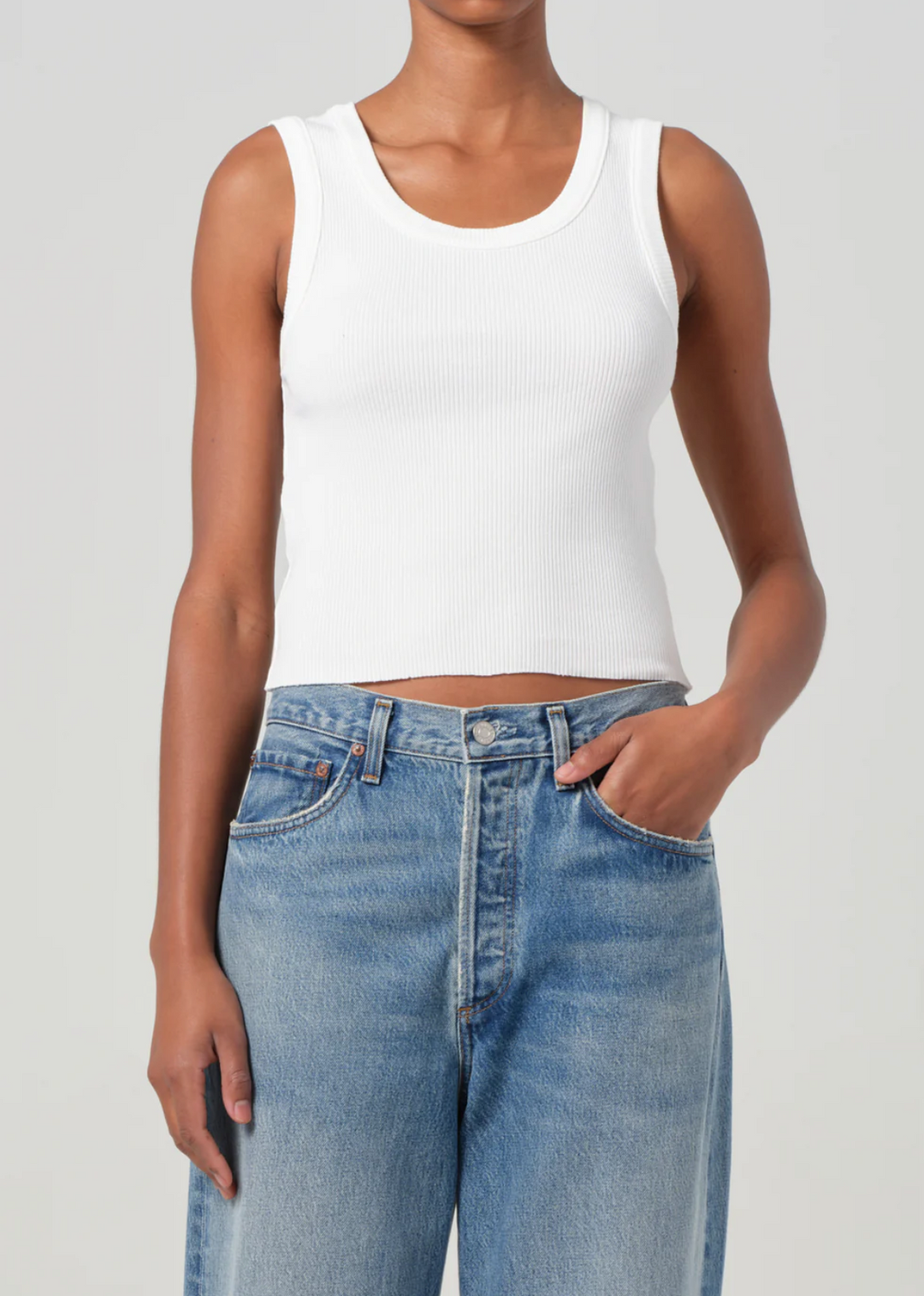 AGOLDE - Shrunken Poppy Tank in White Tank Top
