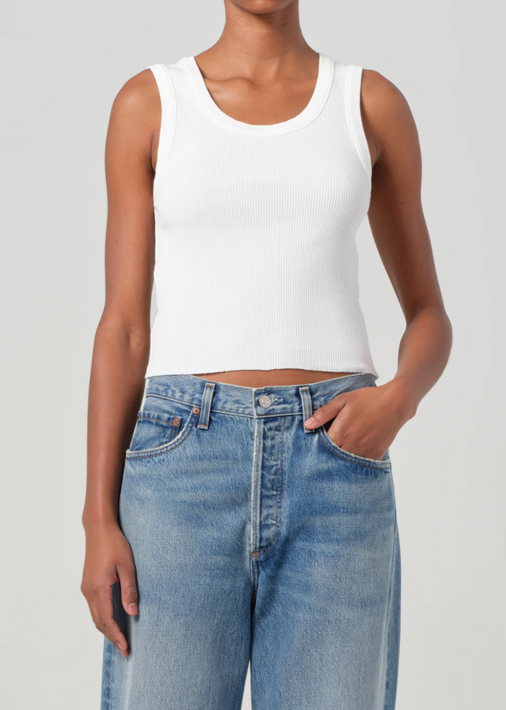 AGOLDE - Shrunken Poppy Tank in White Tank Top