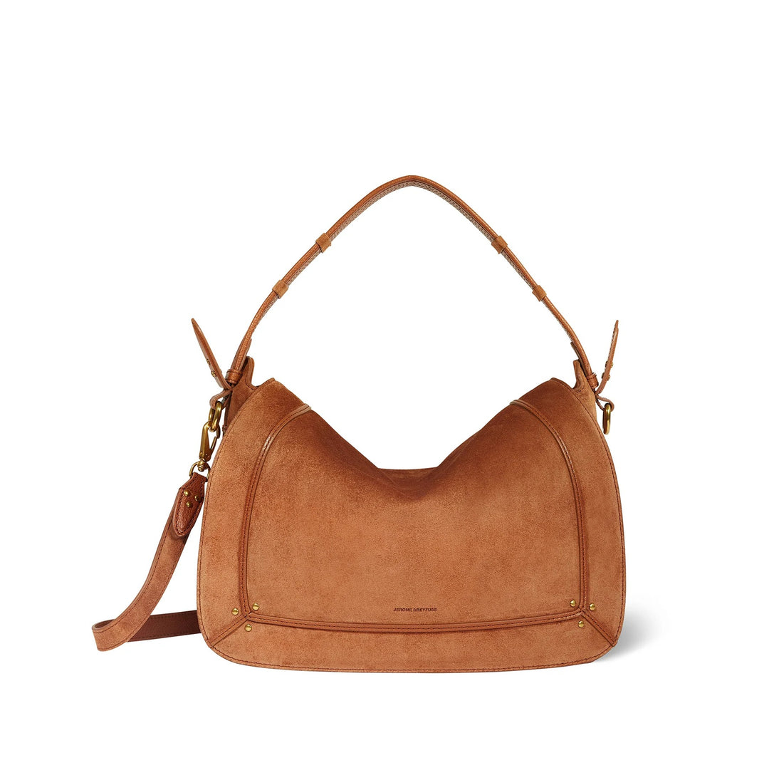 Jerome Dreyfuss - Pepito Large Suede Handbag in Caramel