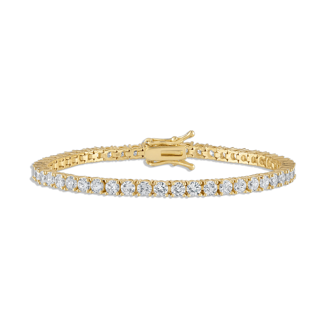 Alexa Leigh Gold Crystal Tennis Bracelet in Yellow Gold-6.5 Bracelets