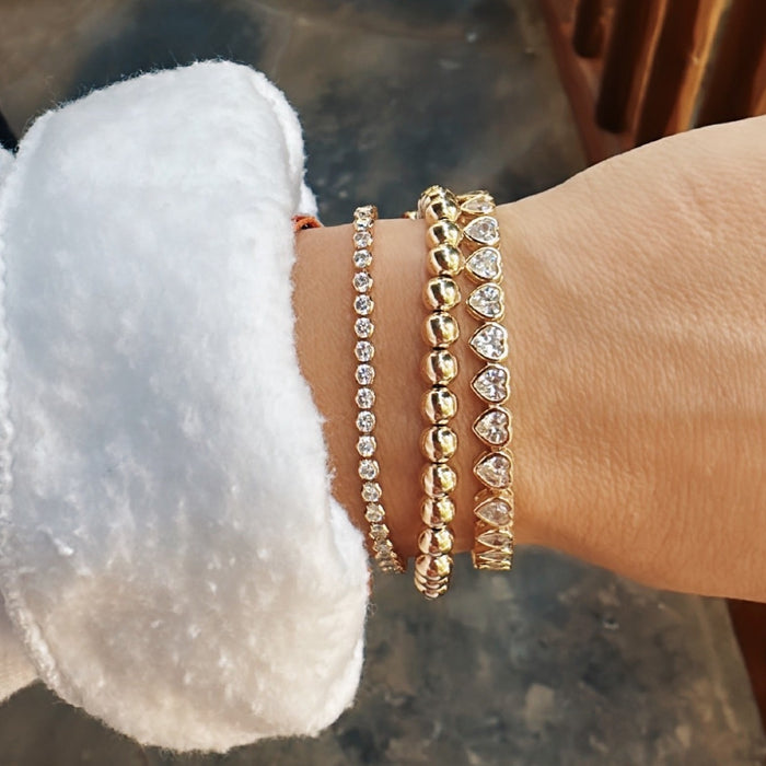 Alexa Leigh- Lenore Crystal Tennis Bracelet - Yellow Gold 6.5" Jewelry