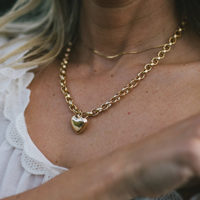 Alexa Leigh-Puff Love Necklace-Gold Jewelry