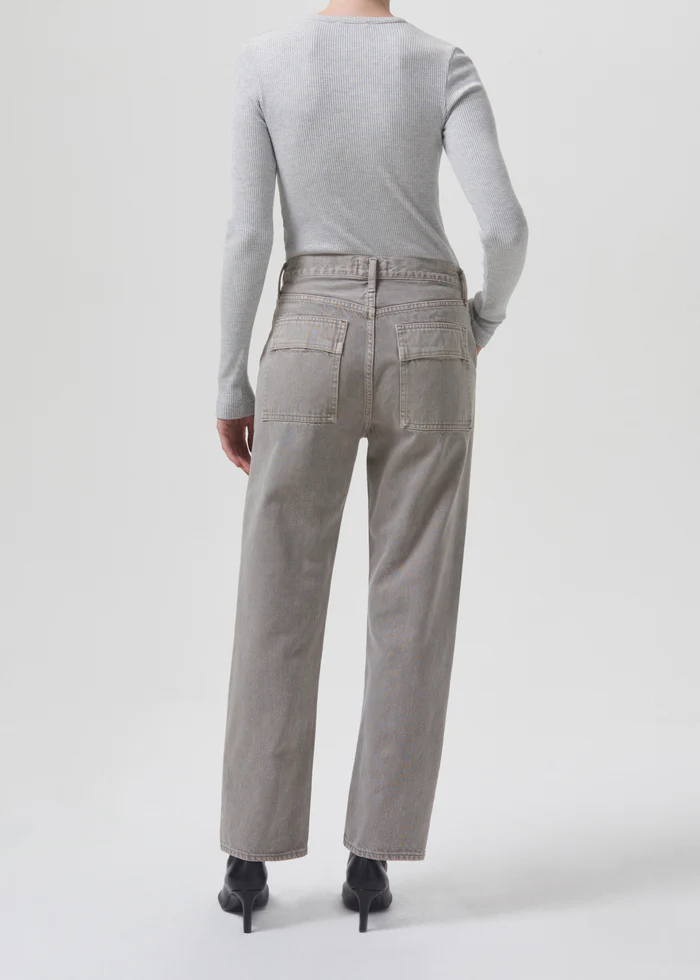 AGOLDE - Alma Shrunken Crew Neck in Brushed Grey Heather