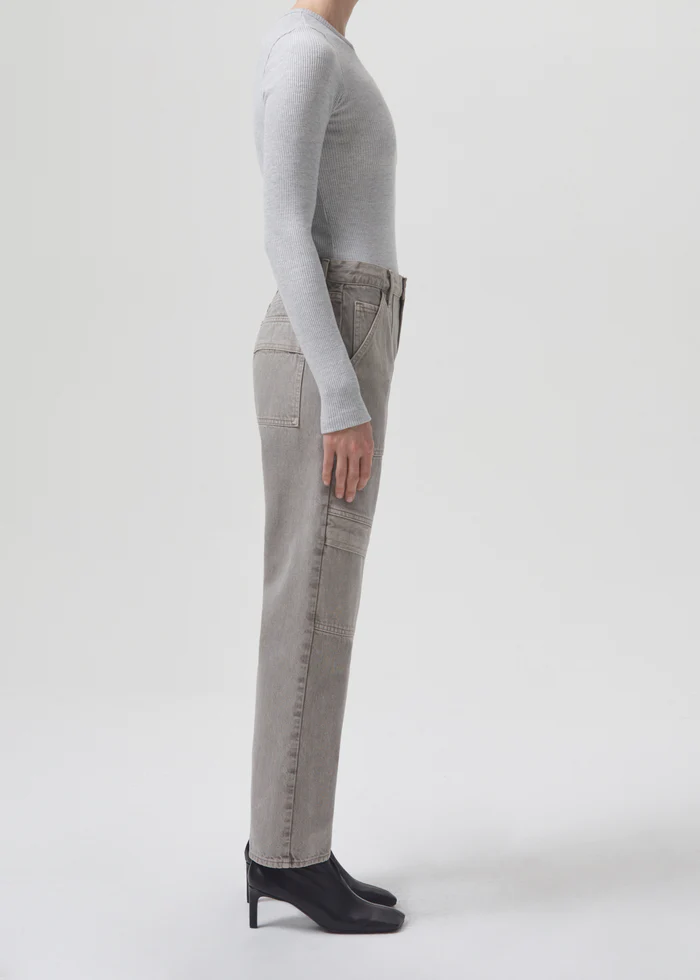 AGOLDE - Alma Shrunken Crew Neck in Brushed Grey Heather