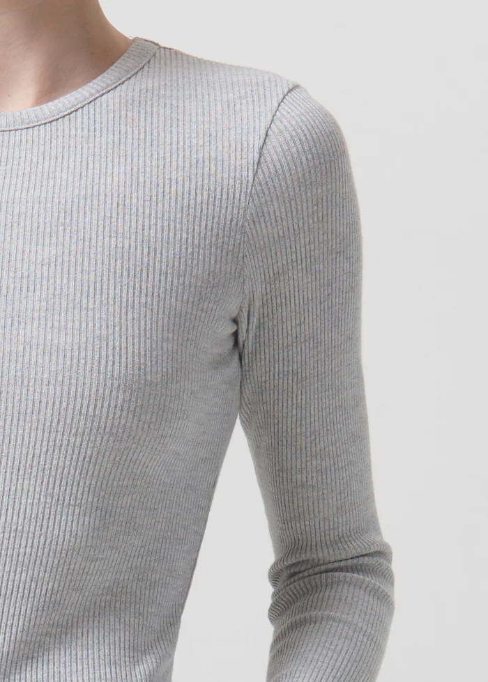 AGOLDE - Alma Shrunken Crew Neck in Brushed Grey Heather