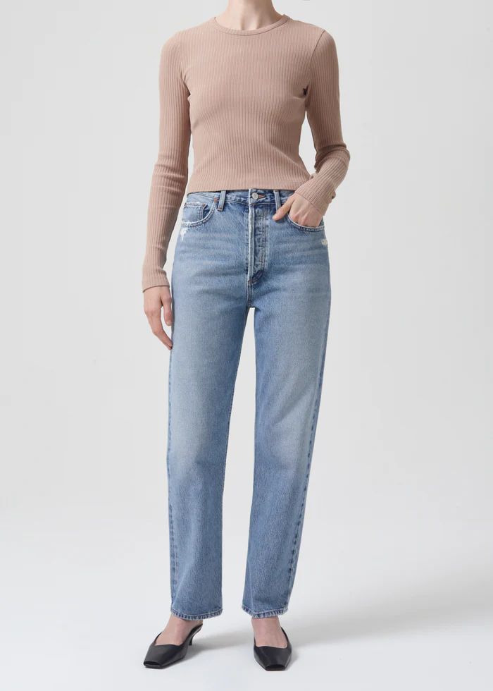 AGOLDE - Alma Shrunken Crew Neck in Wafer