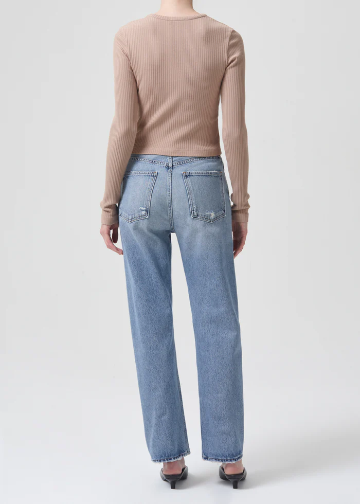 AGOLDE - Alma Shrunken Crew Neck in Wafer