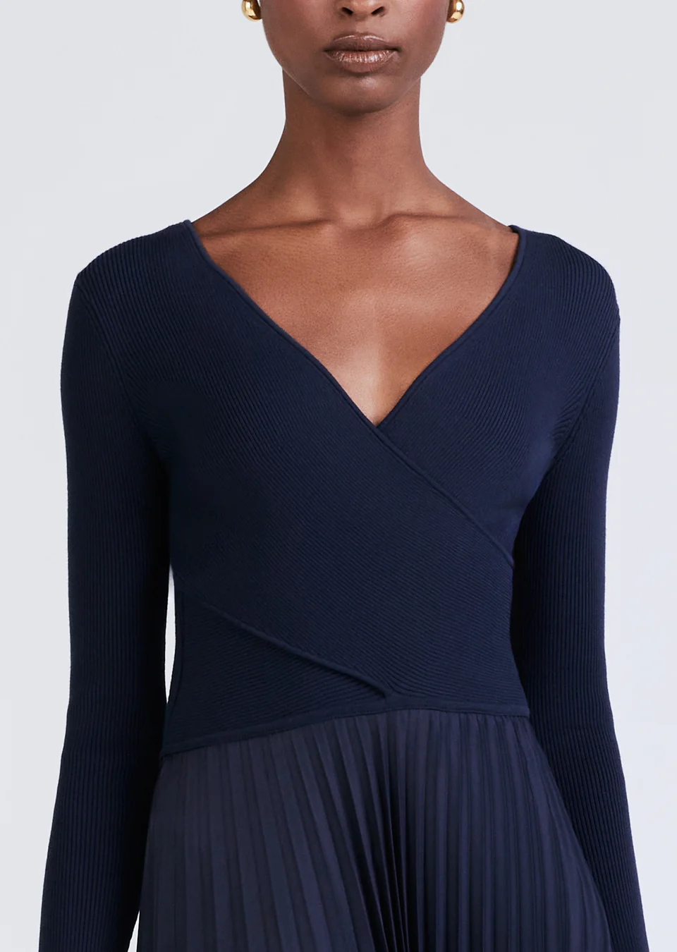 Anika Wrap Pleated Sweater Dress | Derek Lam 10 Crosby Navy / L Anika Wrap Pleated Sweater Dress | Derek Lam 10 Crosby Navy / L