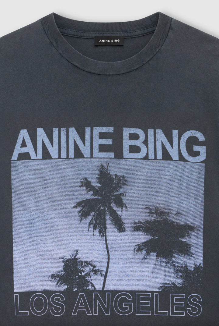 ANINE BING - Cade Tee Palms in Washed Grey T-Shirts