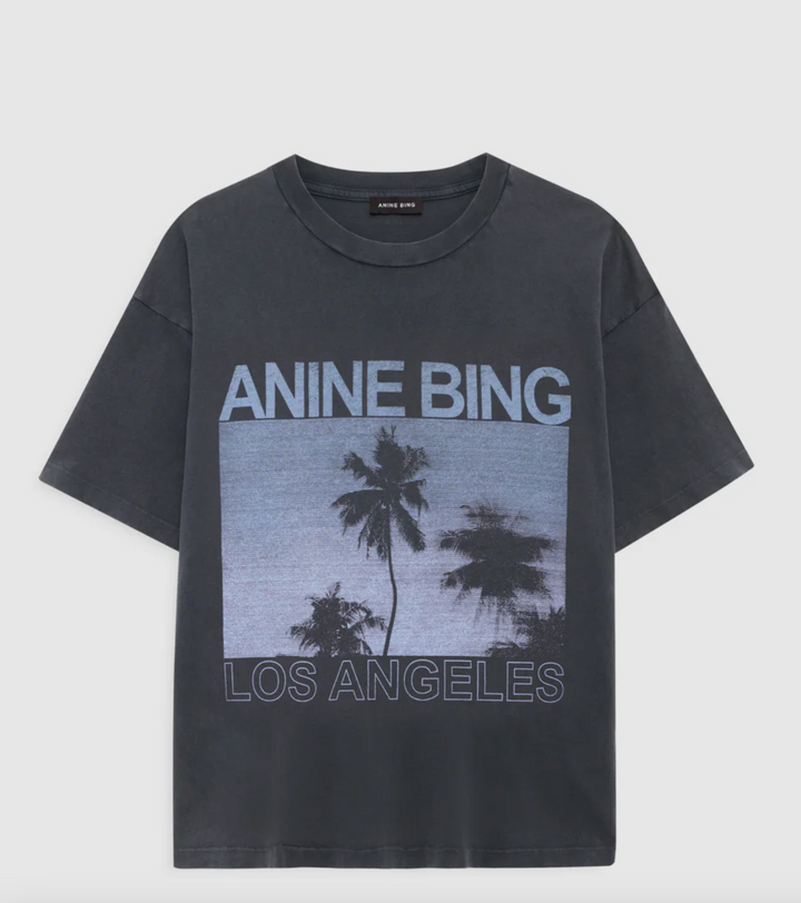 ANINE BING - Cade Tee Palms in Washed Grey T-Shirts
