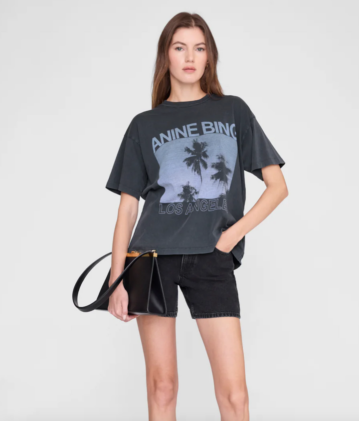 ANINE BING - Cade Tee Palms in Washed Grey T-Shirts