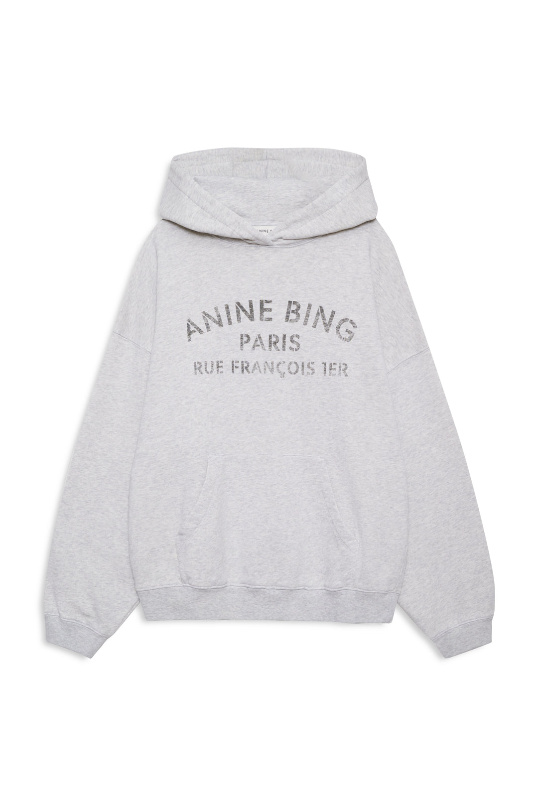ANINE BING - Harvey Hoodie Paris Stencil in Heather Grey Sweatshirts