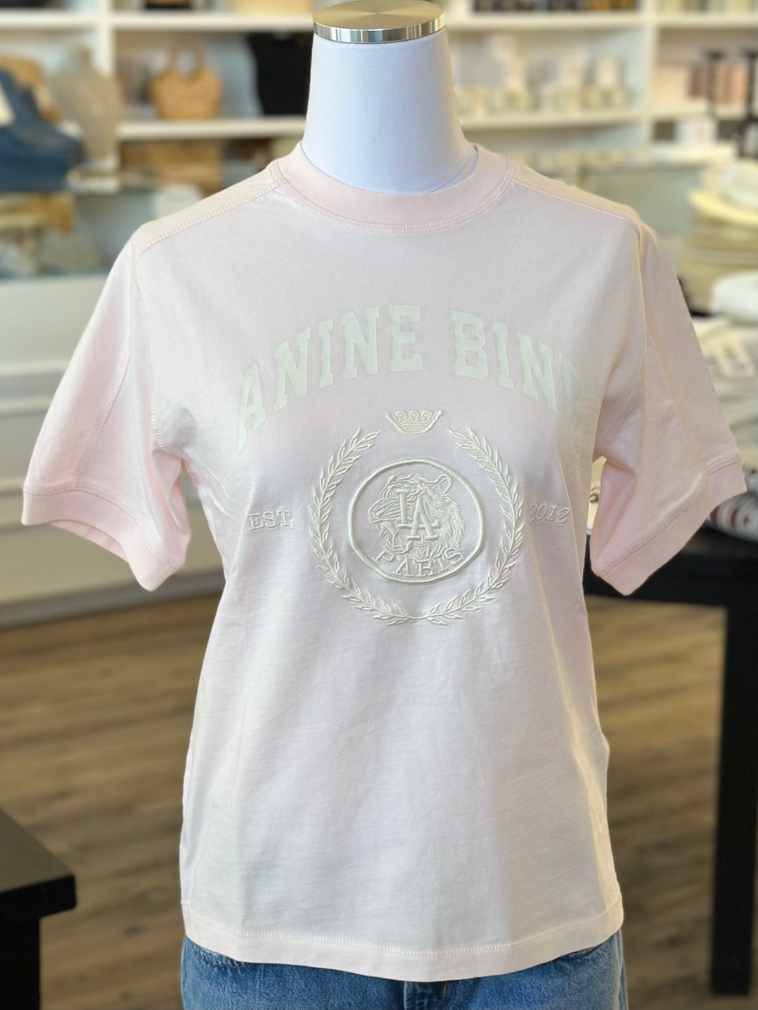 ANINE BING - Jaylin Tee Collegiate in Powder Pink T-Shirts