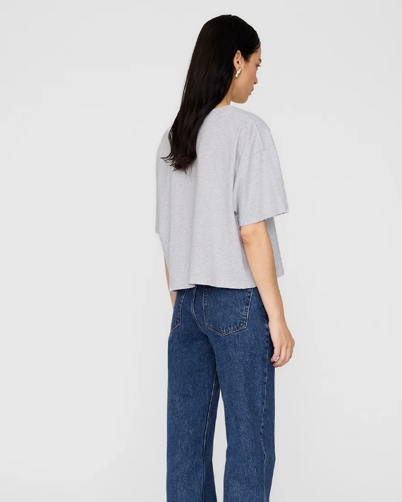 ANINE BING - Johnny Cropped Tee in Grey Melange Short Sleeve Tees