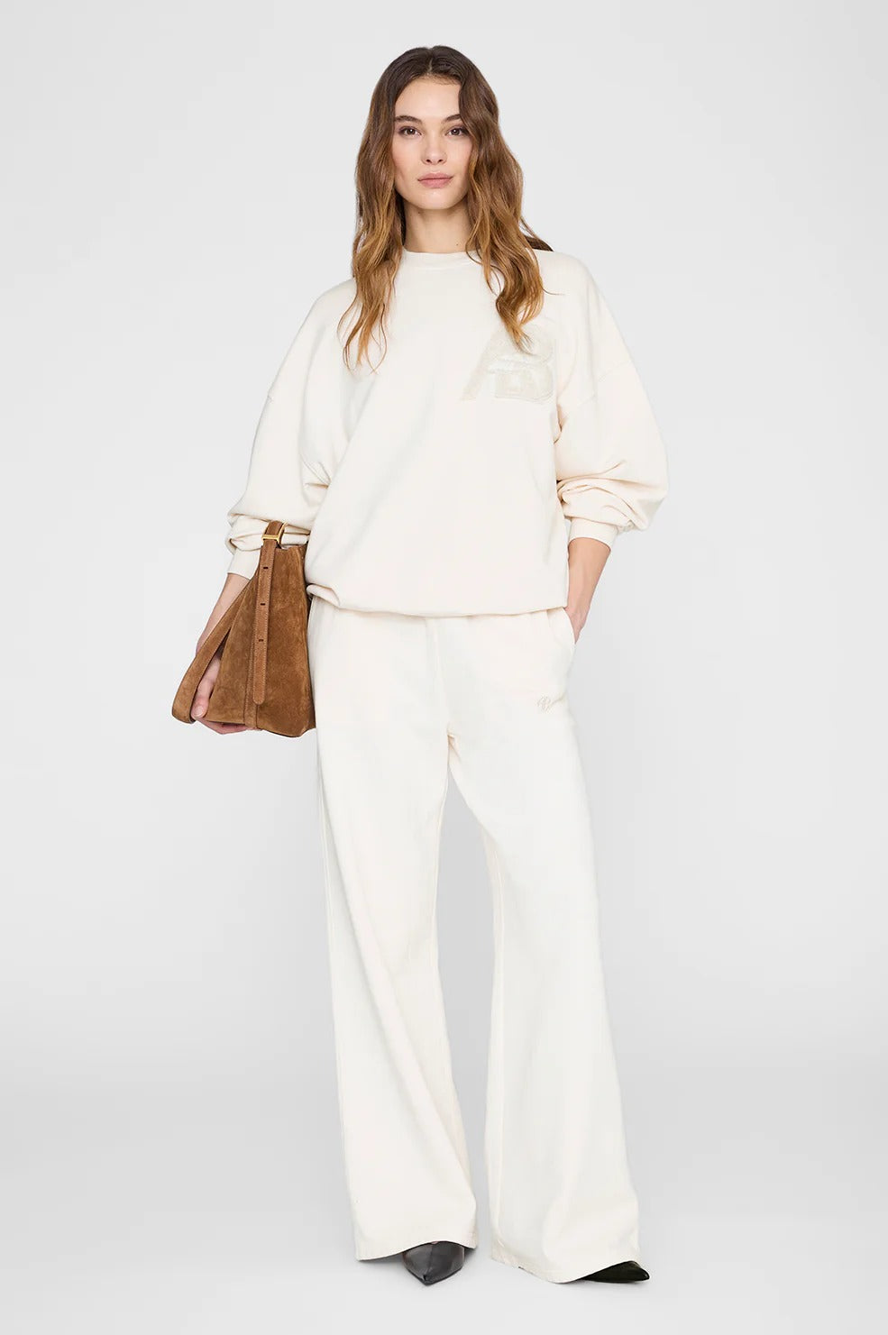 ANINE BING - Kacey Sweatpant Monogram in Cream Sweatpants
