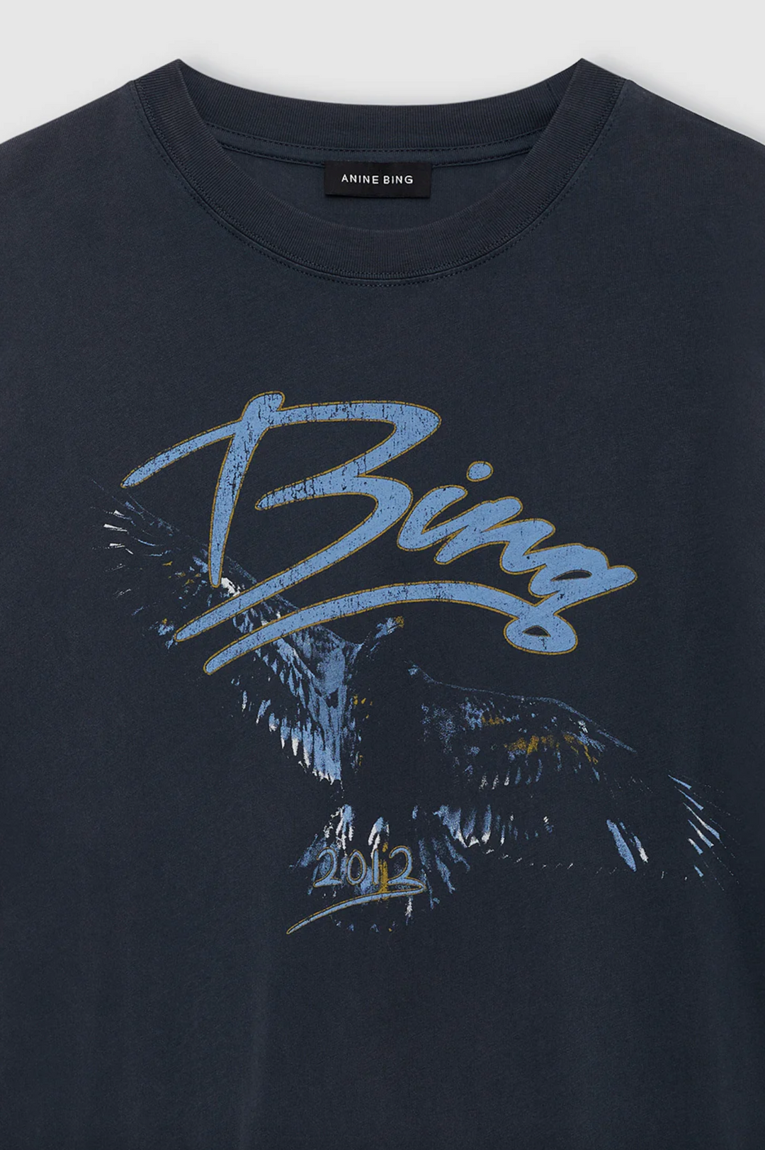 ANINE BING - Kent Tee Eagle in Washed Black T-Shirts