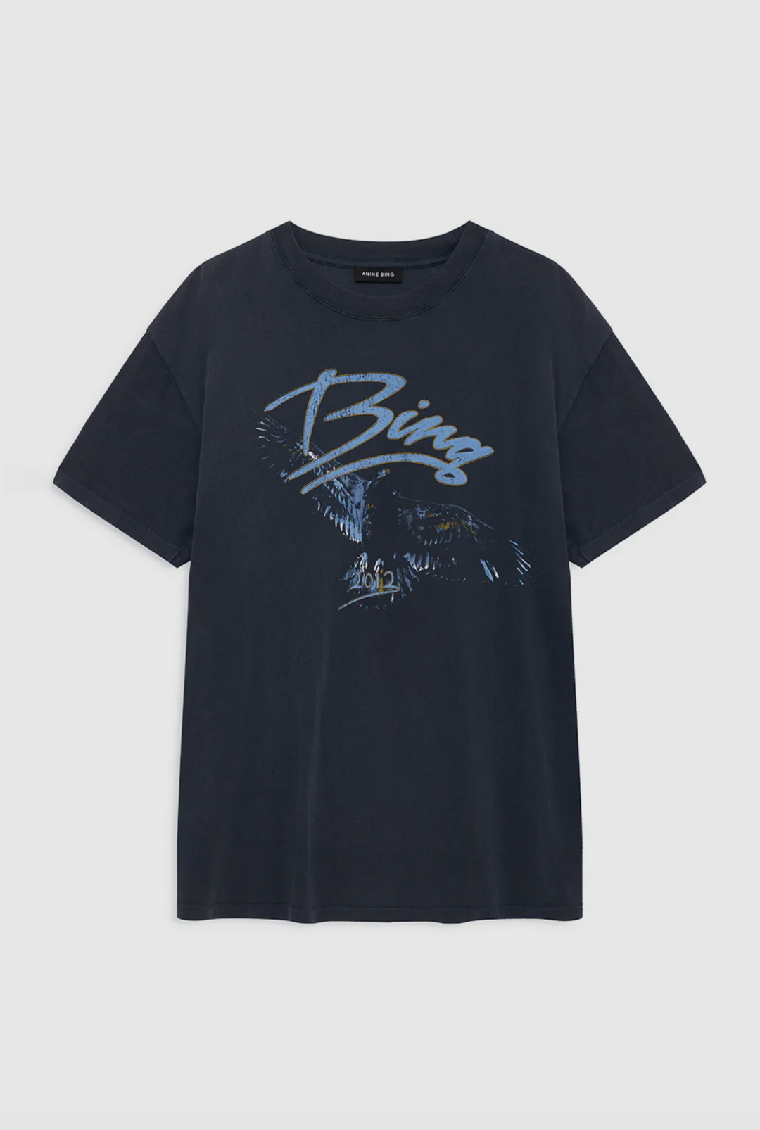 ANINE BING - Kent Tee Eagle in Washed Black T-Shirts