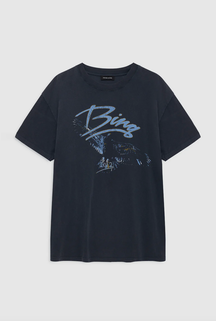 ANINE BING - Kent Tee Eagle in Washed Black T-Shirts