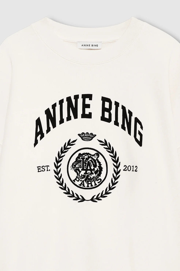 ANINE BING - Miles Sweatshirt Collegiate in Cream Sweatshirts