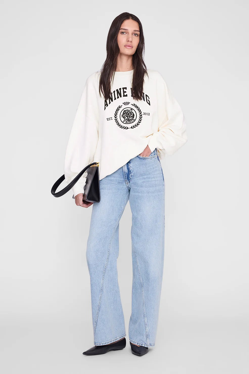ANINE BING - Miles Sweatshirt Collegiate in Cream Sweatshirts